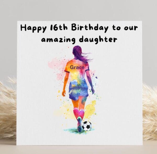 Girls Football Birthday Card, Custom Soccer Card print, Personalised Sports Card For Her, football love, football card, daughter, niece