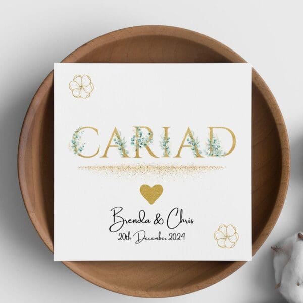 Personalised welsh Language card, cariad (Love) welsh Card, welsh greeting card, welsh engagement card, welsh wedding card, welsh love