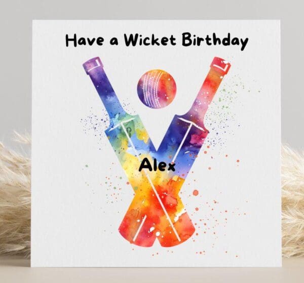 Cricket Card, Personalised Cricket Birthday Card for Boy's, for girls, Cricket Birthday Gift,  Card for Him, Son, Grandson, daughter