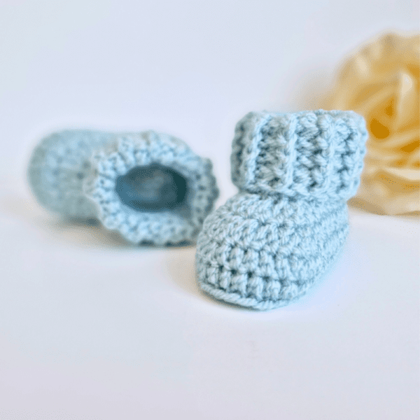 Cuffed Baby Booties Crochet In Sizes Newborn, 0-3 and 3-6 Months - Image 7