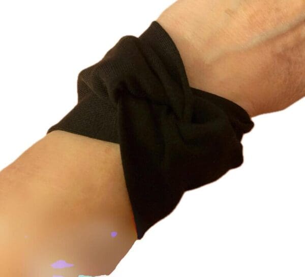 Black fabric bracelet cuff tattoo cover with a wrist design