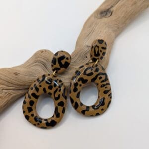 Leopard print statement earrings