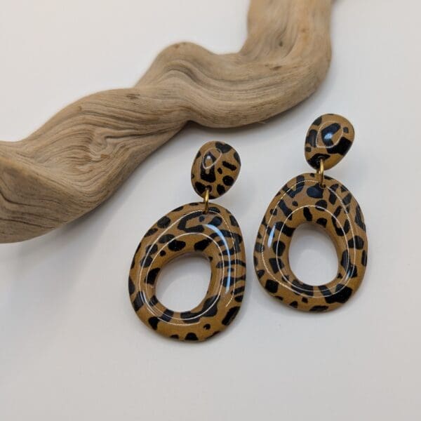 Leopard print statement earrings