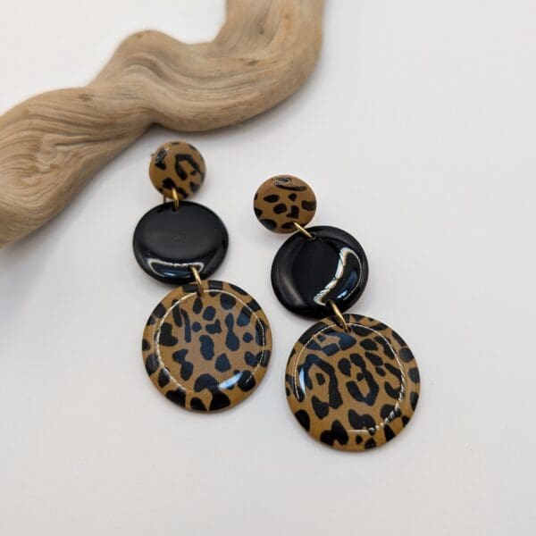 Leopard print statement earrings