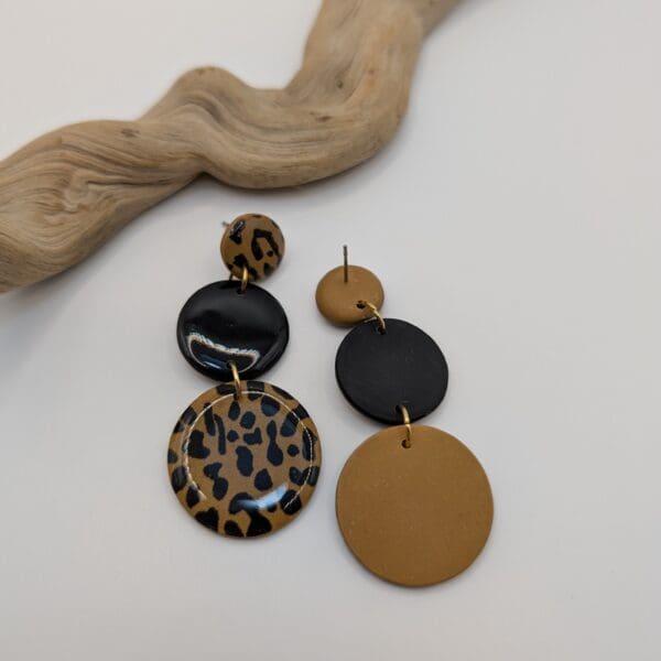 Leopard print statement earrings