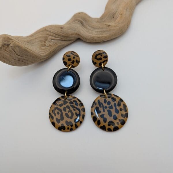 Leopard print statement earrings