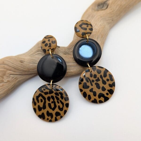 Leopard print statement earrings