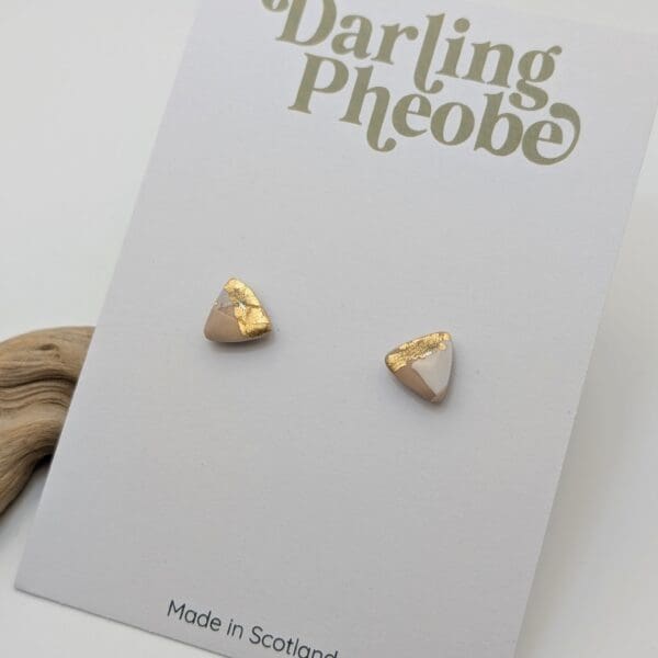 Gold Leaf Triangle Stud Earrings - Nude - Image 2