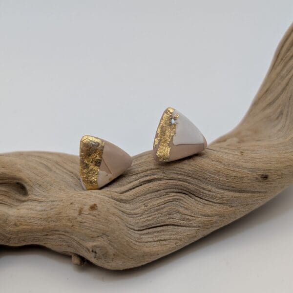 Gold Leaf Triangle Stud Earring Set - Image 5