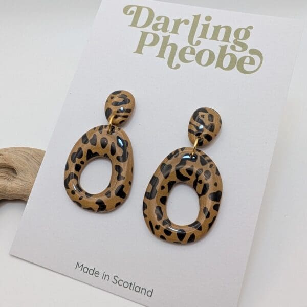 Leopard print statement earrings.