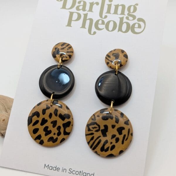 Leopard print statement earrings