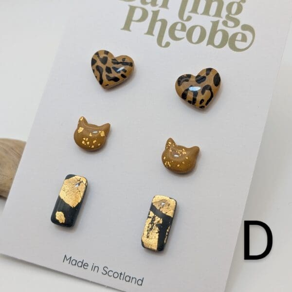 Leopard Cat Abstract Stud Earring Set - Image 4