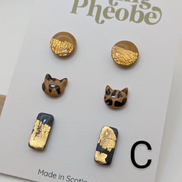 Leopard Cat Abstract Stud Earring Set - Image 3