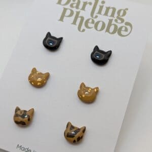 Cat themed stud earring set.