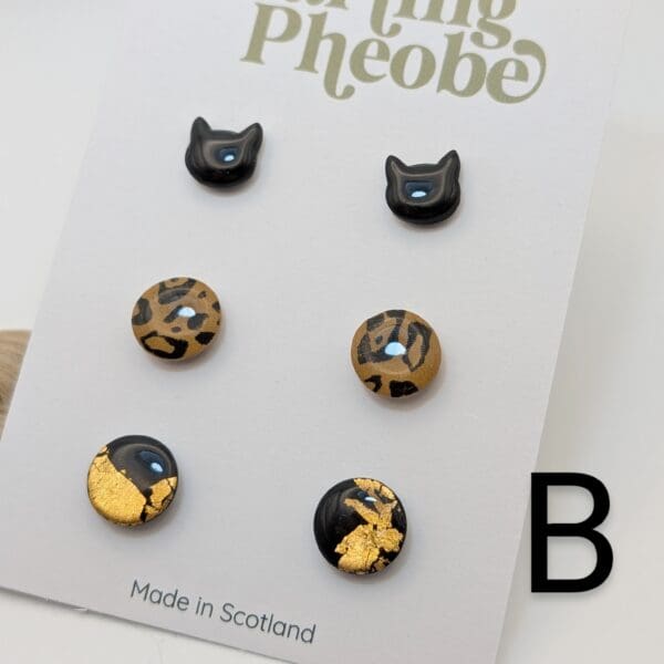 Leopard Cat Stud Earring Set - Image 2