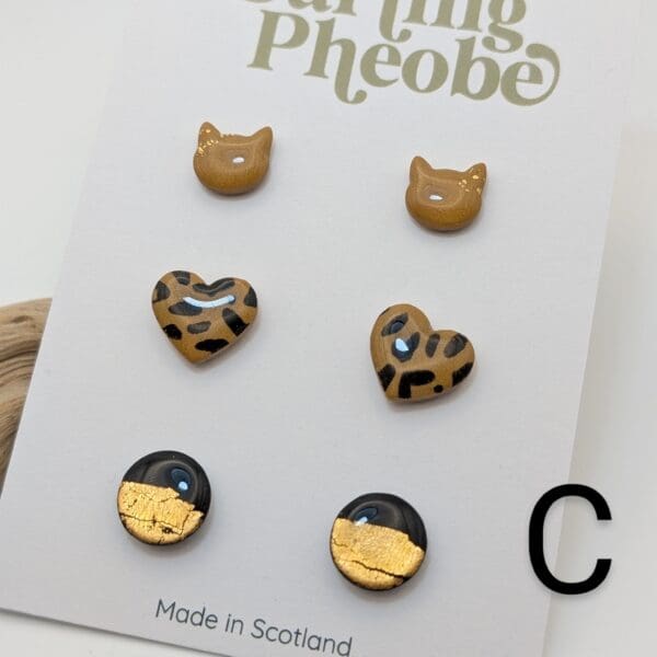 Leopard Cat Stud Earring Set - Image 3