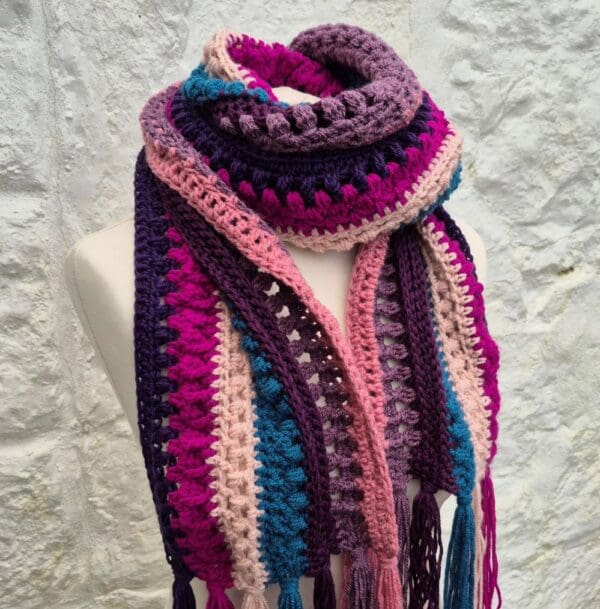 chunky crochet scarf handmade one of a kind