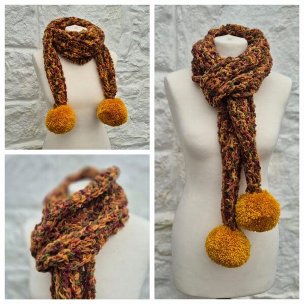 Crocheted Pom Pom Scarf - Image 2