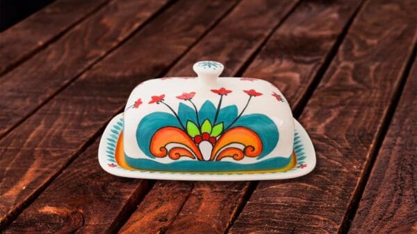 Final Piece: Exquisite Italian Hand-Painted Ceramic Butter Dish