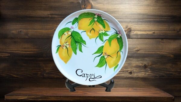 "Capri-Inspired Hand-Painted Italian Ceramic Plate Featuring Lemons