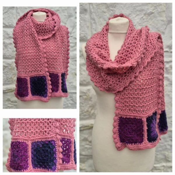 oversize crocheted wrap pinks