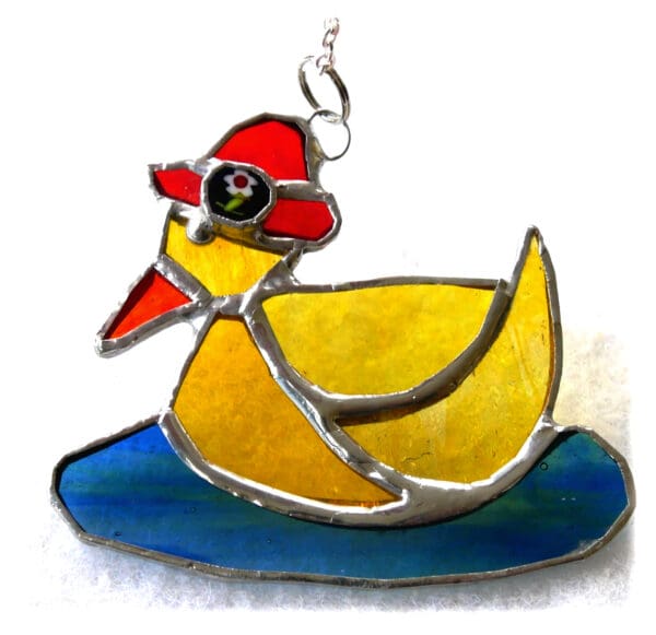 Duckling Suncatcher Stained Glass Little Yellow duck - Image 2