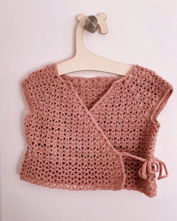 Pink Wool Baby Wrap Top 6 months