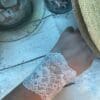 Pair of lace cuffs in cream wedding or prom bracelets - Image 3