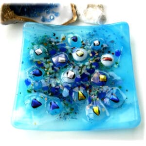 rockpool fused glass dish abstract dichroic handmade unique