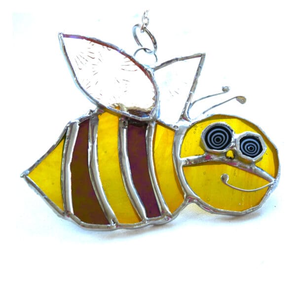 Bee Happy Suncatcher Stained Glass Handmade Funky - Image 3