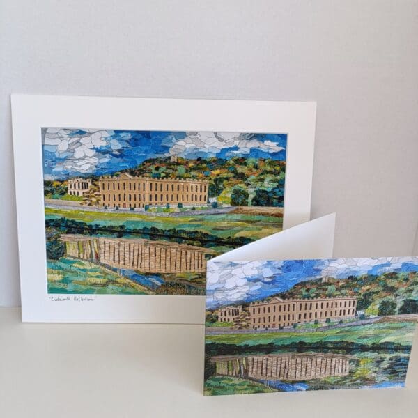 High quality print of textile art collage of Chatsworth House - Image 6