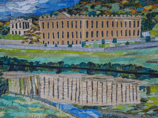 High quality print of textile art collage of Chatsworth House - Image 4