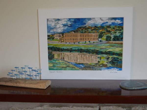 High quality print of textile art collage of Chatsworth House - Image 3
