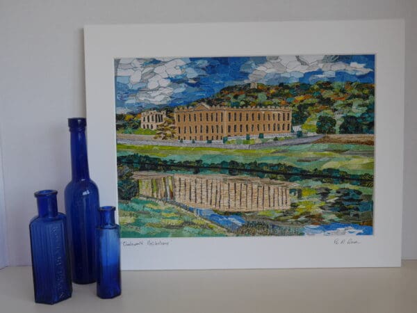 High quality print of textile art collage of Chatsworth House - Image 2