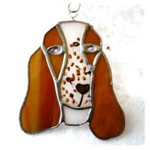 Basset House Dog stained glass suncatcher handmade unique