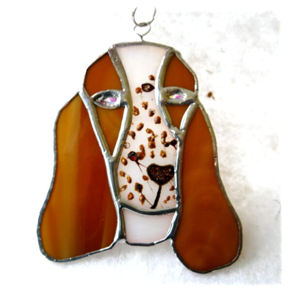 Basset House Dog stained glass suncatcher handmade unique