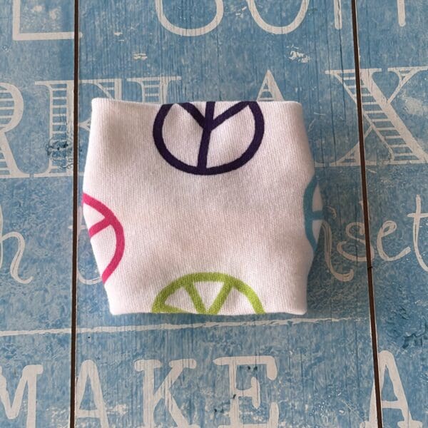 Wide cuff bracelet in peace design fabric ideal for festivals - Image 4
