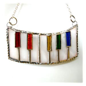 Piano musical suncatcher stained glass octave keyboard handmade