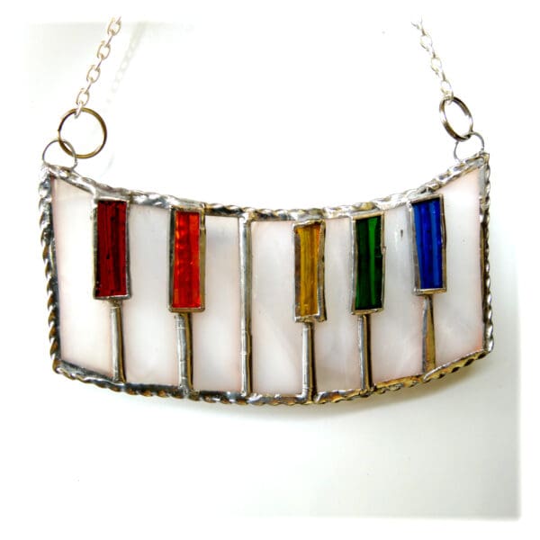 Piano musical suncatcher stained glass octave keyboard handmade