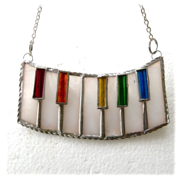Piano Keyboard Stained Glass Suncatcher Handmade Rainbow - Image 4