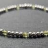 A 3mm beaded sterling silver and semi precious stone bracelet