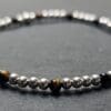 A 3mm beaded sterling silver and semi precious stone bracelet