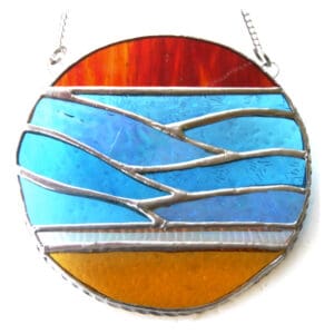 Sunset sea ring stained glass suncatcher waves