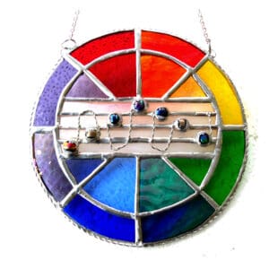 Musical stained glass suncatcher handmade sing a rainbow music musician gift piano