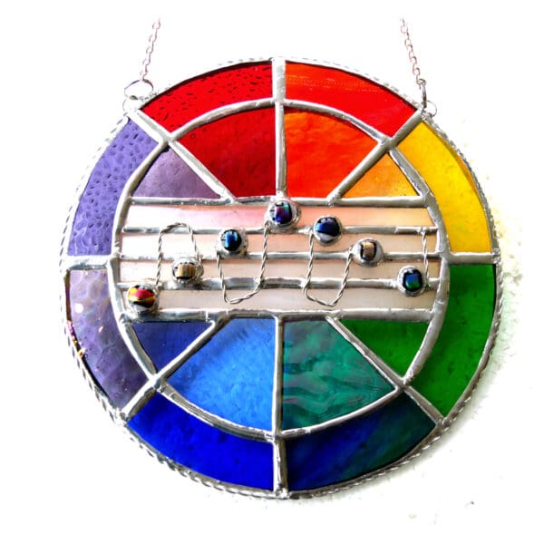 Musical stained glass suncatcher handmade sing a rainbow music musician gift piano