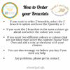 Text graphic with bullet point instructions explaining how to order your Cotton Cord Bracelets. Details can also be found in the product description on SarahLouCrafts.co.uk
