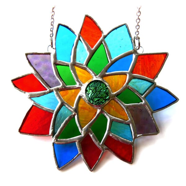 Succulent Flower Abstract Stained Glass Suncatcher Handmade - Image 3