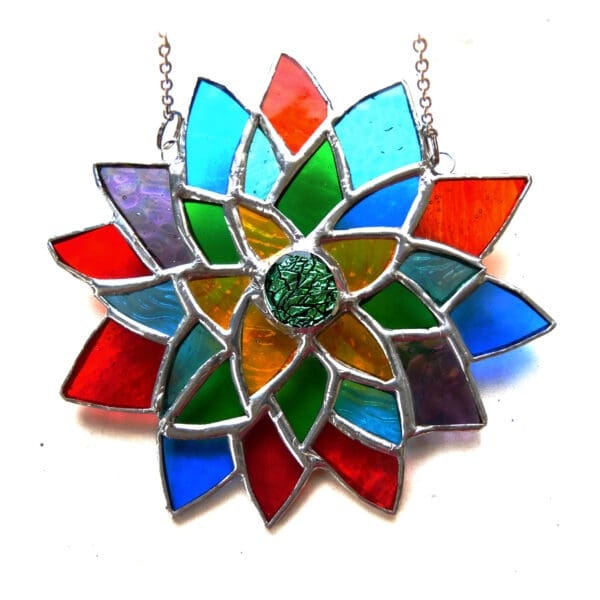 Succulent stained glass suncatcher flower handmade abstract