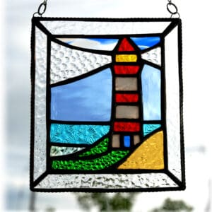 lighthouse stained glass framed suncatcher picture