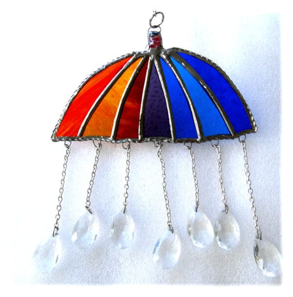 Umbrella Stained Glass Suncatche Parasol Raindrop Crystal Handmade - Image 2